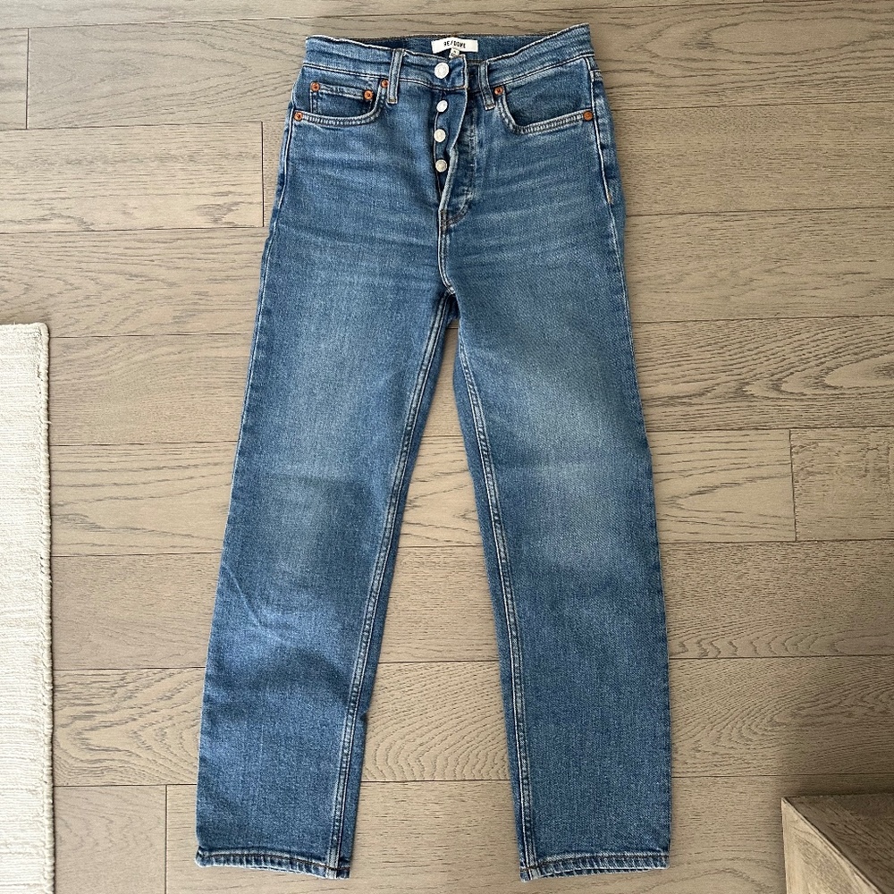 RE/DONE HIGH COMFORT STRETCH HIGH RISE STOVE PIPE SIZE 26